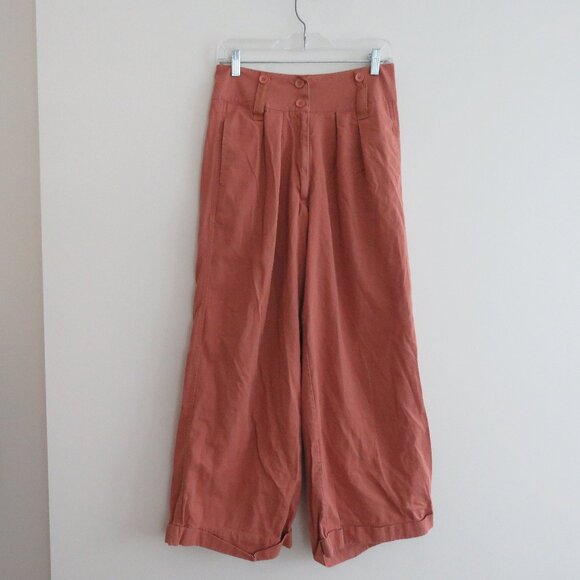 Anthropologie Tiny Ulysses Pants in Salmon Wide Leg Neutral, size M - Picture 3 of 14